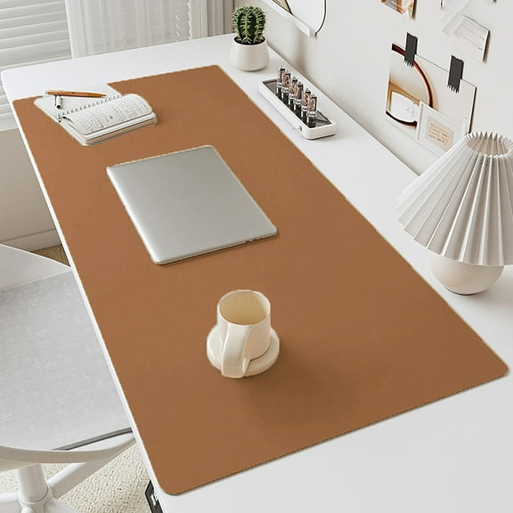 Leather Desk Mat with Non- Base-Extra Large Leather Desk Pad for Office Work&Gaming,Waterproof Heat-Resistant Mouse Pad Surface with Raised Edges for Enhanced Control and Desktop Protection