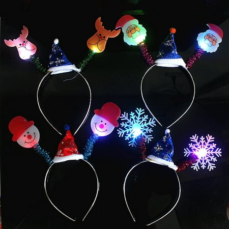 Halloween Christmas Party Cute Animal Healthy LED Light Hairband Children's Toys for Kids Gifts Style:Christmas mixed style