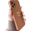 thumbnail image 1 of Compatible with iPhone 12 Pro Max Case for Women, Bronzing Luxury Heart Phone Case Cute Soft TPU Shockproof Full Camera Lens Protective Cover for iPhone 12 Pro Max 6.7 Inch - Brown, 1 of 14
