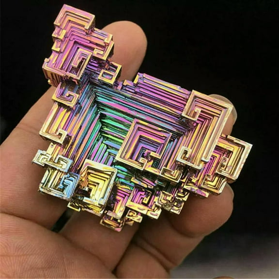 K-KED 50g Natural Gemstone Rainbow Aura Titanium Bismuth Crystal Healing Specimen Rock-default