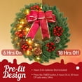 thumbnail image 4 of Christmas Wreath with Hanger & Timer - 17’’ Pre-Lit Lighted Christmas Door Wreaths for Front Door with 40 LED Lights Decorations for Window Outdoor Wall Decor, 4 of 9