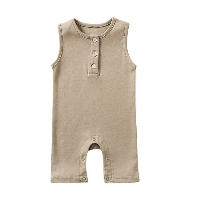 MeetoTime Baby Boys Girls Jumpsuits Sleeveless Solid Color T-Shirt Infant Toddler Rompers Baby Summer Clothes