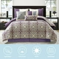 thumbnail image 6 of Lanco Damask 7-Piece Comforter Set, Purple/Beige California King, Soft & Breathable, Geometric, Medallion, 6 of 7
