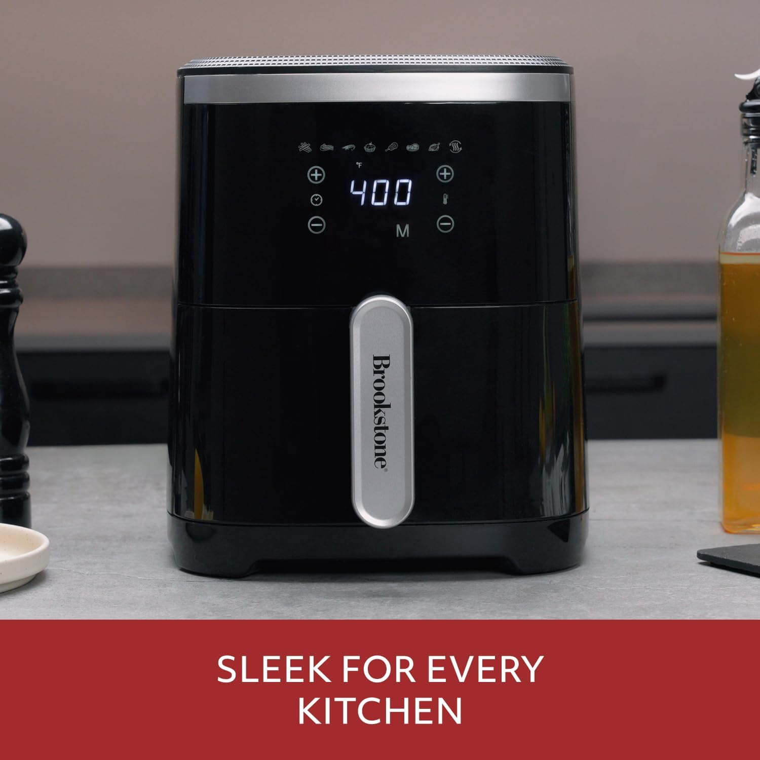 Air Fryer – 4.5 Qt, 1300W Large Capacity Fryer with LED Display, 8 Presets, Adjustable Temp, Oil-Free Kitchen Appliance for Baking, Roasting, Frying, Healthy Crispy Meals, Black