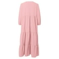 thumbnail image 4 of 2024 Summer Womens Boho Maxi Dresses V Neck Puff Sleeve Floral Flowy Swing Casual Long Dress Short Summer Dress Tee Shirt Dress Knee Length Long Sleeve Tunic Dress Athletic Dress Women Long Dress, 4 of 4