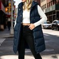 thumbnail image 2 of Staron Women Winter Sleeveless Hooded Down Jacket Casual Quilted Puffer Vest Coat with Zipper Pockets Solid Color Warm Outerwear Navy S, 2 of 7