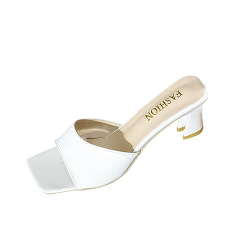 

adviicd Heels Sandals for Women Womens Sandals Fashion Summer Women Sandals Medium Heel Thick Heel Open Toe Solid Color Women s Dress Sandals No Heel