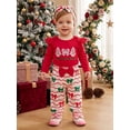 thumbnail image 3 of Cjfdfy Newborn Baby Girl First Christmas Outfit My First Christmas Embroidered Long Sleeve Romper Bow Pants Headband Infant Cute Christmas Tree Bow Fall Winter Holiday Clothes Set, 3 of 9