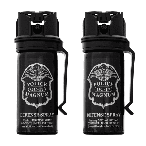 Police Magnum Pepper Spray Self defense Protection, Flip Top Belt Clip Stream Set 2ct. 2oz