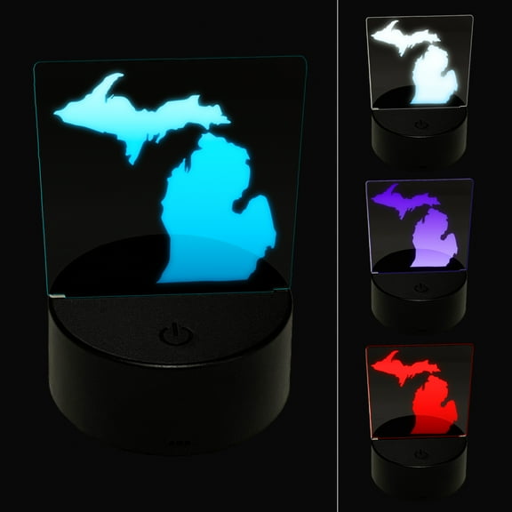 Michigan State Silhouette LED Night Light Sign 3D Illusion Desk Nightstand Lamp