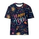 thumbnail image 4 of Camisetas Casuales de Mujer Año Nuevo Impreso Suéter de Manga Corta Cuello Redondo, Top de Moda para el Uso Diario, 4 of 4