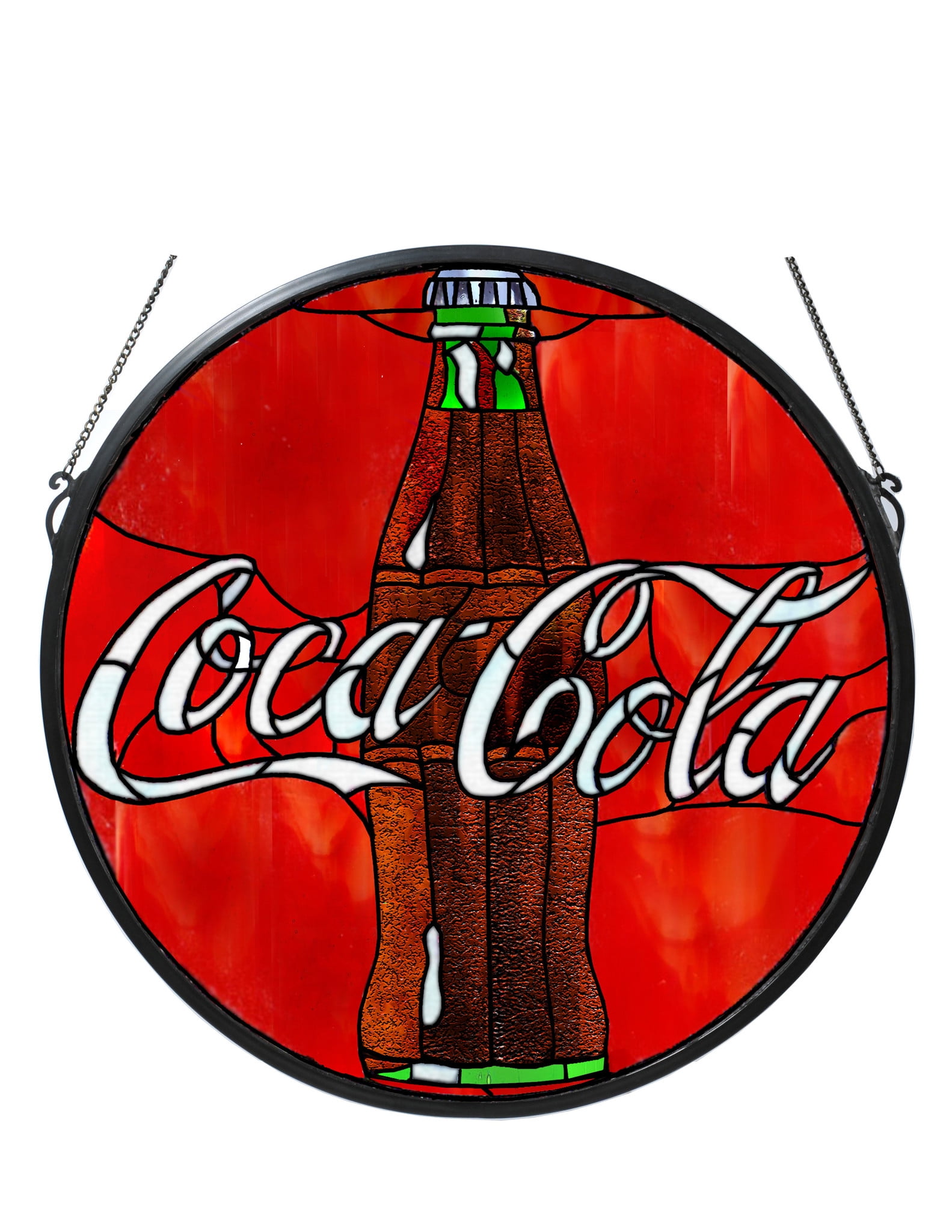21 Inch W X 21 Inch H Coca Cola Button Medallion Stained
