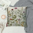 thumbnail image 2 of Nawypu Flower Floral Throw Pillow Case, Botanical Herbs Wild Flower Garden Plant Watercolor Floral Sage Green Leaves Home Bedding Outdoor Decor Sofa Cushion Cover 18 X 18 Brown Tan, 2 of 5