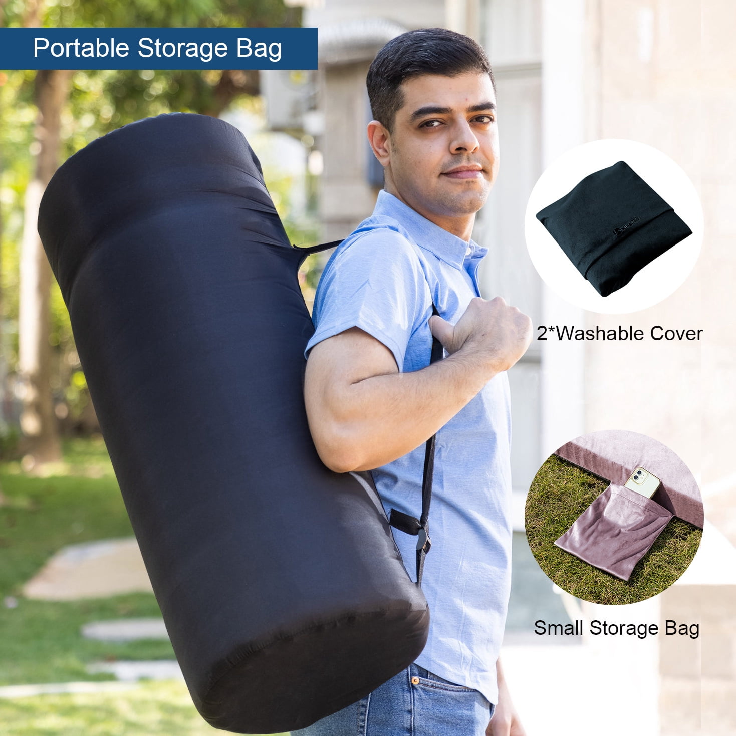 Invoker CertiPUR-US Memory Foam Camping Mattress Pad, Portable Roll Up Sleeping Pad for Camping, Car, Tent, Comfortable Sleeping Mats for Guests Kids Adult Sleepover