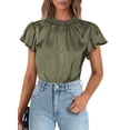 thumbnail image 1 of Blusa de Mujer PRETTYGARDEN Satín con Volantes Manga Corta XXL, 1 of 5