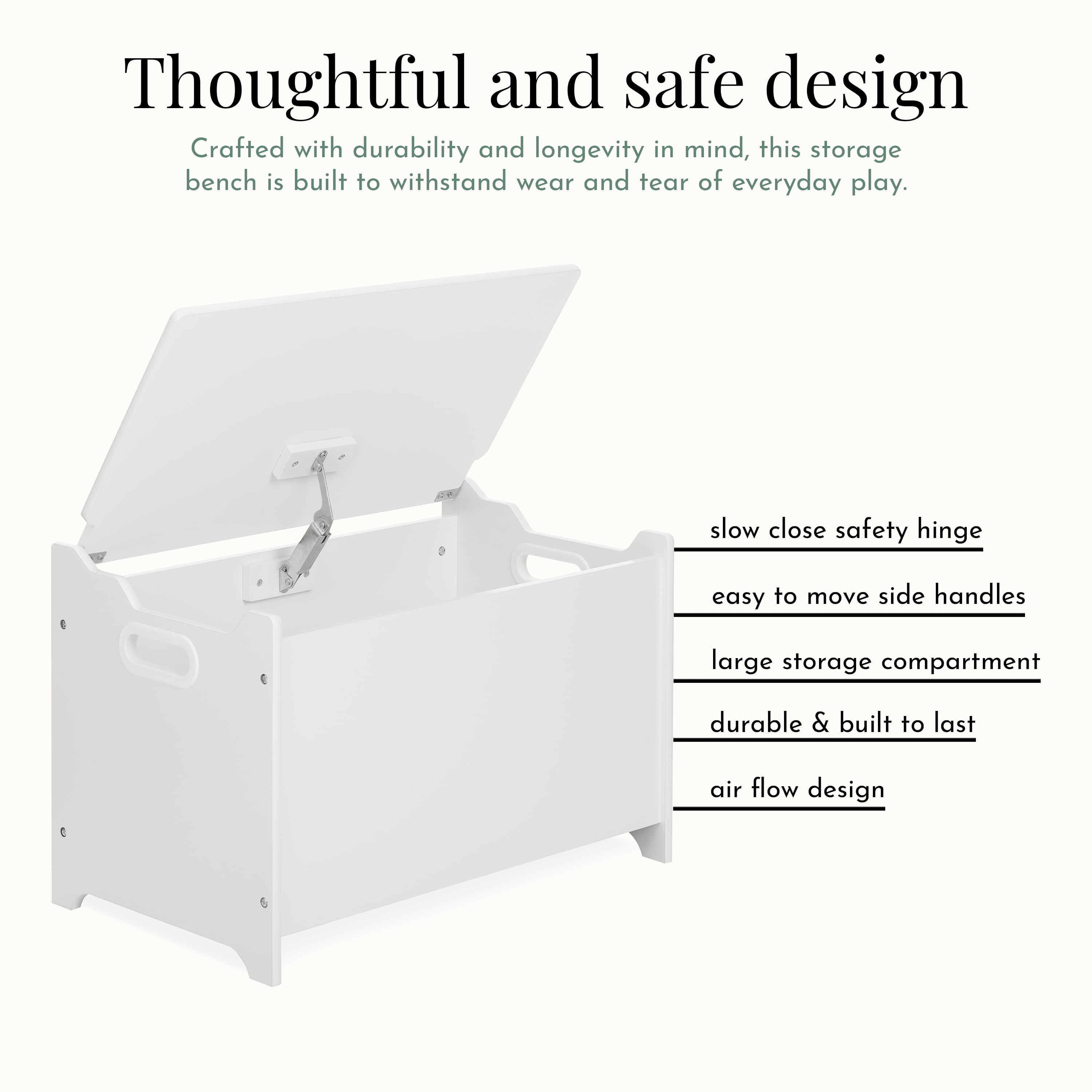 Evolur Wooden Toy Chest Organizer, White