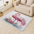 thumbnail image 2 of Flamingo Rug, Tropical Animal Area Rug 3x5, Pink Flamingo Carpet, Entryway Rugs Bedroom, Fluffy Machine Washable Non-Slip Low-Pile Non-Shedding Rug for Kitchen, Indoor Outdoor Entrance Rugs Km&-276, 2 of 7