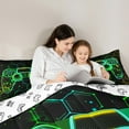 thumbnail image 5 of Homewish Modern Fashion Gamepad Bedding Comforter Set for Kids, Glitter Stars Print Twin Comforter Sets, Neon Gradient Honeycomb Reversible Bedding Set, Microfiber Bedroom Decor, 2-Piece, 5 of 8