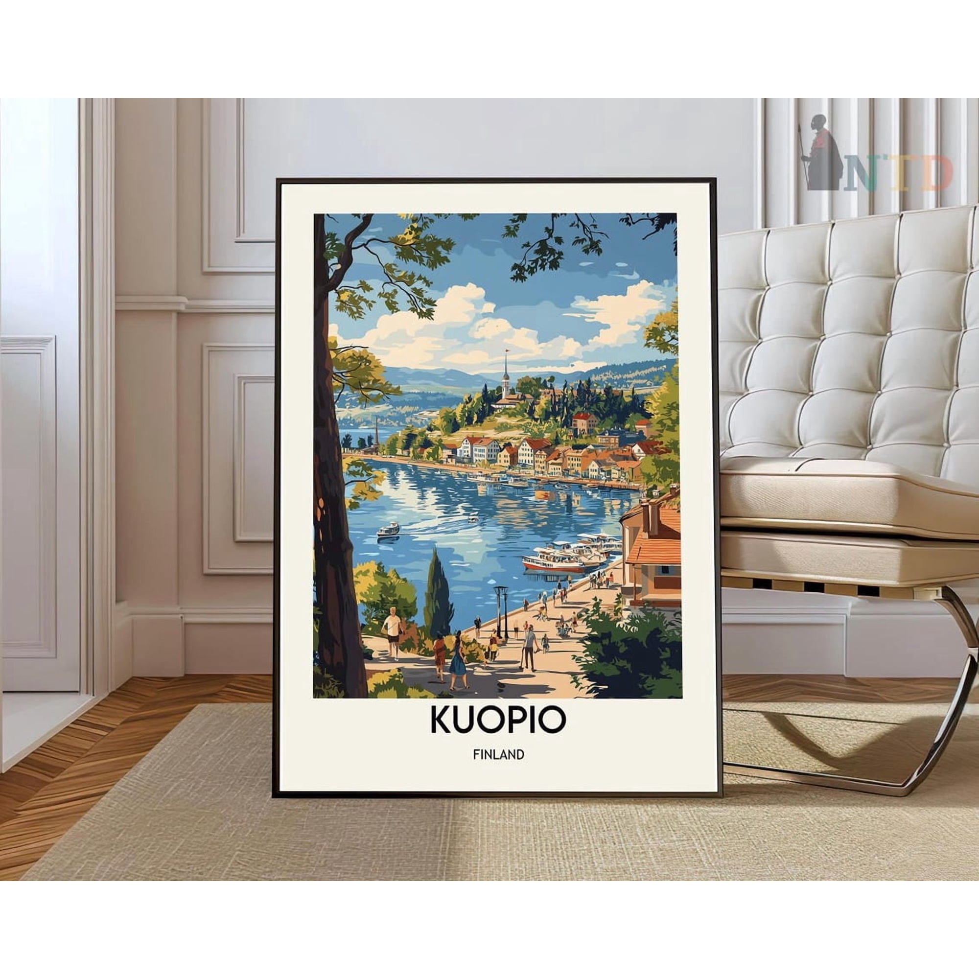 Kuopio Finland Poster, Lakeside City Map Wall Art