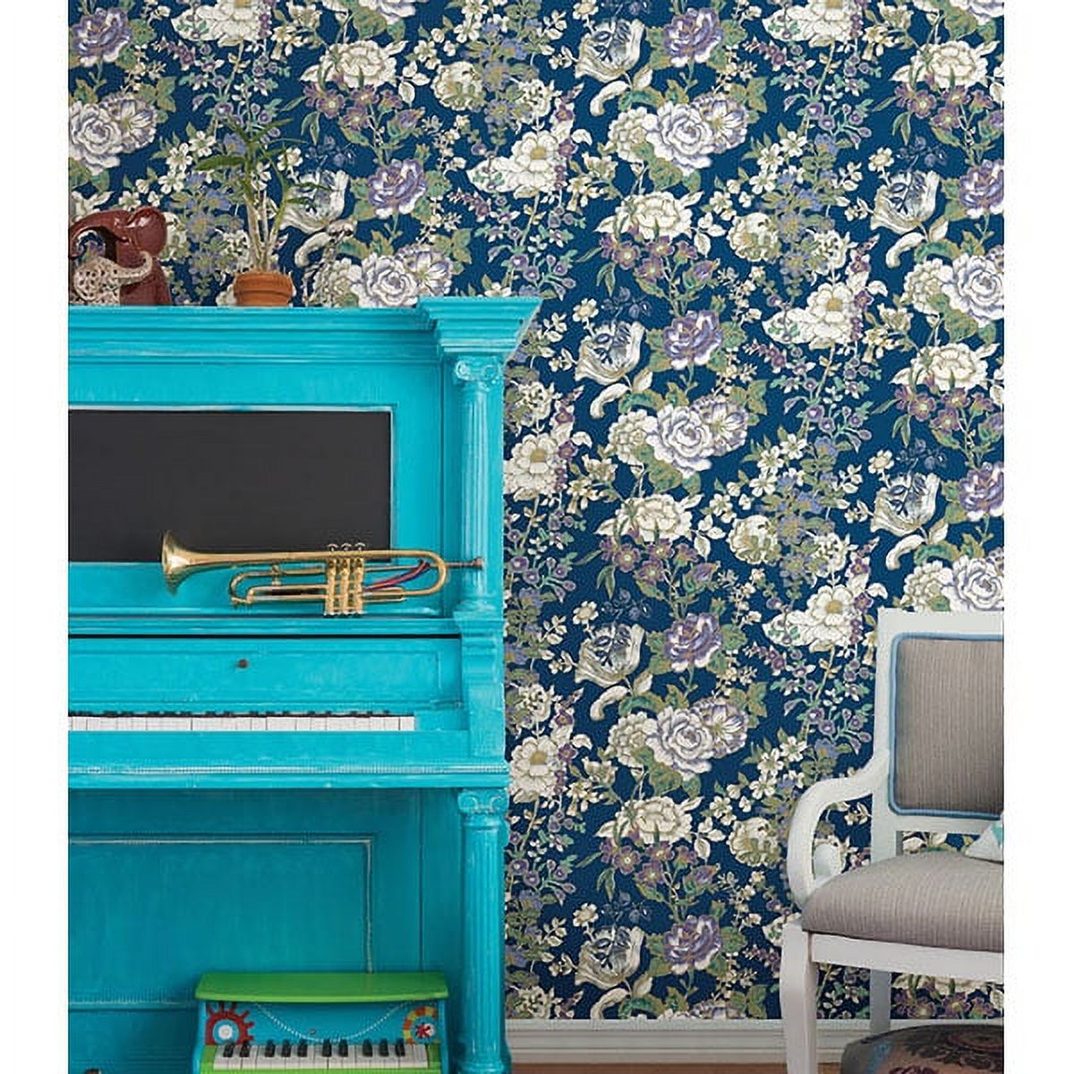A-Street Prints Ainsley Indigo Boho Floral Wallpaper, 20.5-in by 33-ft, 56.38 sq. ft