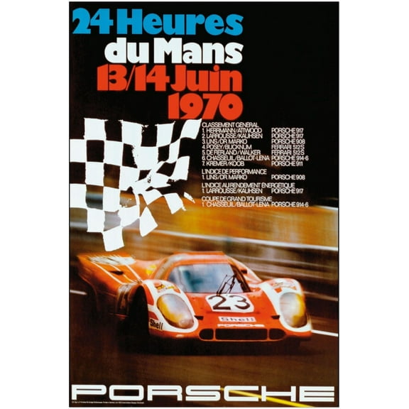 24 Heures Le Mans - 1970 - Vintage Porsche Auto Racing Poster (8x12Inches)