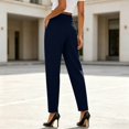 thumbnail image 3 of Xijirk Solid High Waist Pleated Cropped Tapered Dress Pants with Side Pockets for Women office Casual Daily Wear Size:2XL, 3 of 6