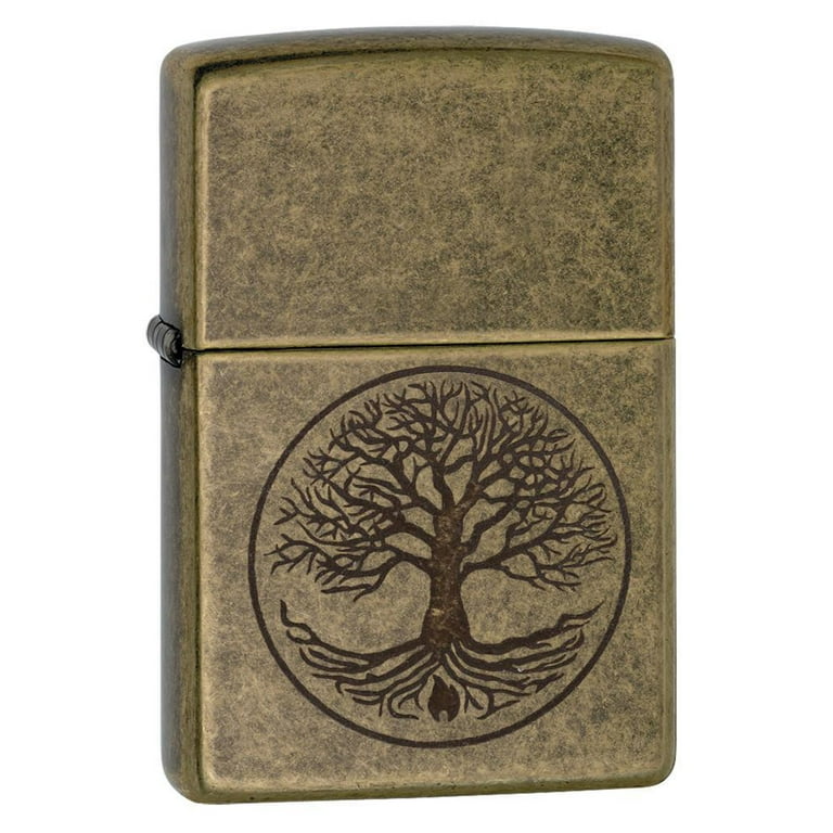 宅配便配送 Zippo Design Life of Tree with Lighter Pocket Brass Antique その他