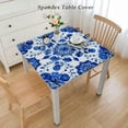 thumbnail image 2 of BANET Square Fitted Tablecloth, Flower Elasticized Polyester Table Cover,Middle Eastern with Print Fitted Table Cloth, Fits Square Tables, for Party White, 2 of 7