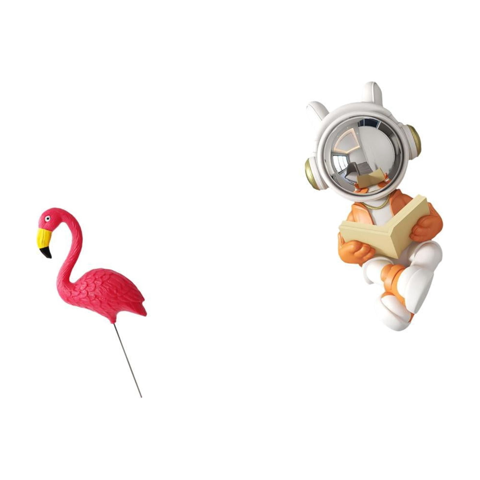 Miulika Flamingo Astronaut Garden Sculpture Figurine Statue Ornament for Holiday Spring Backyard Yard Art Accessories Desktop Table Centerpiece