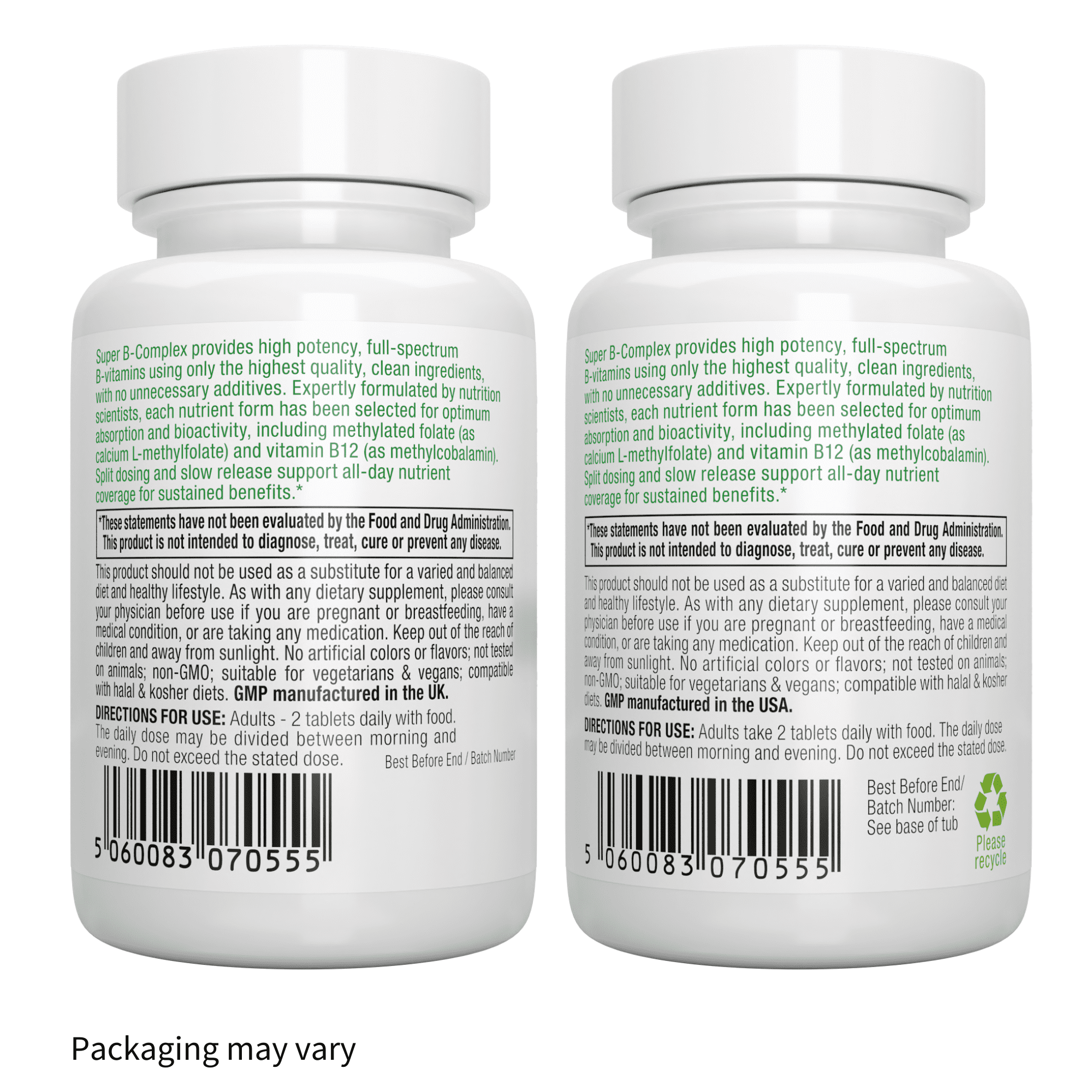 Igennus Super B-Complex Methylated B Vitamins, Sustained Release, Clean Label, MTHFR Supplement with Methylfolate & B12 Methylcobalamin, Vegan, Lab Verified, 60 Small Tablets