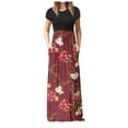 thumbnail image 2 of Jienlioq Femmes Mode Été Manches Courtes Casual Impression Poche Vacances Longue Robe, 2 of 7