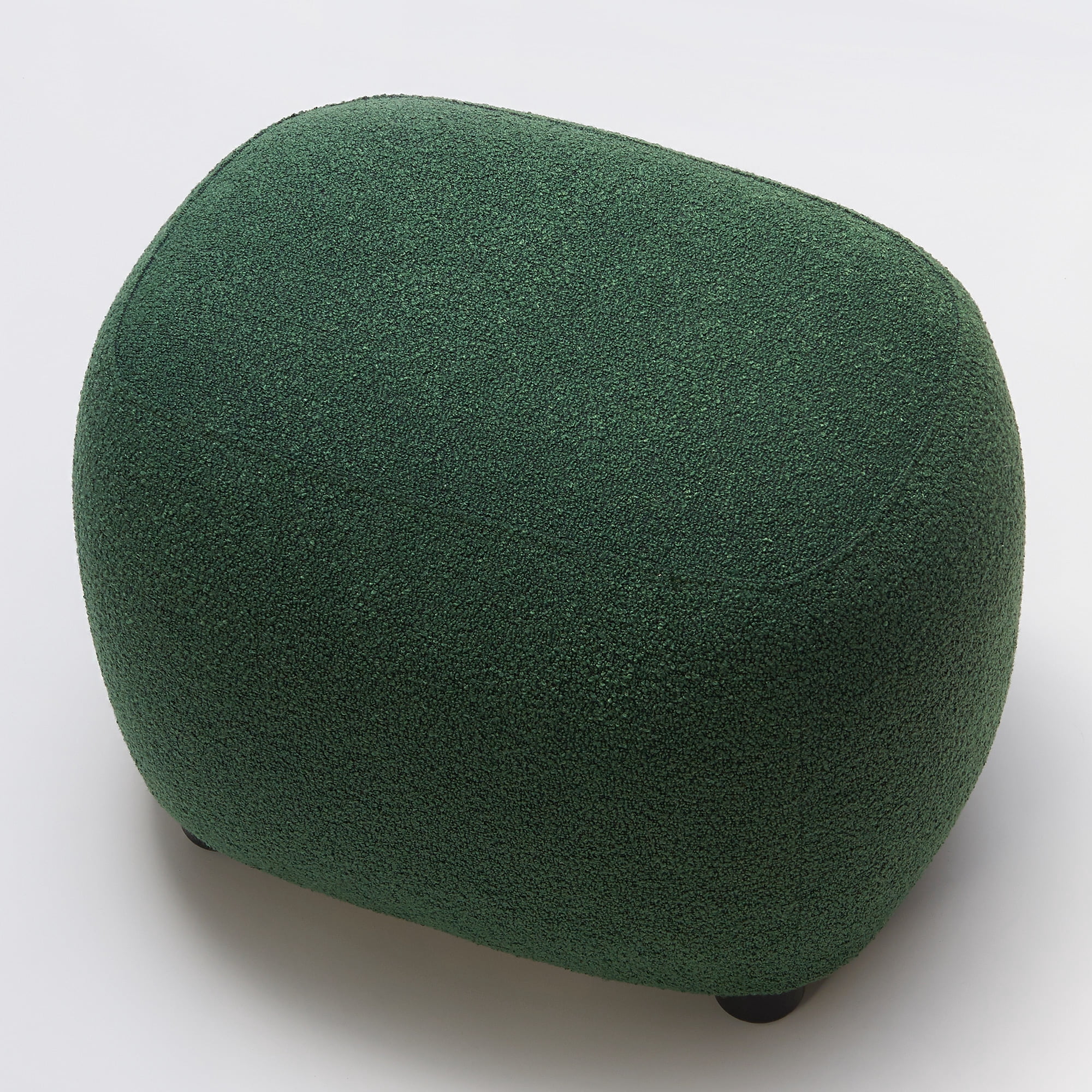 Round Boucle Upholstered Ottoman Chair, Footstool with Soft Padded Seat, Fully Assembled Modern Sofa Couch Footrest, Extra Seating for Bedroom Entryway, Green(18.5" D x 23" W x 16.5" H)