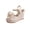 Beige, variant on Pink Ladies Fashionable Bow Round Toe Wedge Sandals Design Open Toe One-Strap For Warm Weather Daily Use