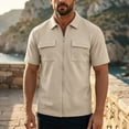 thumbnail image 2 of Tisuna Men'S Shirts Short Sleeve Zipper Down Quick Dry Summer T-Shirts Mens Classic Collared Casual Shirts With Pocket For Outdoor Performance Khaki Size Xxl, 2 of 6