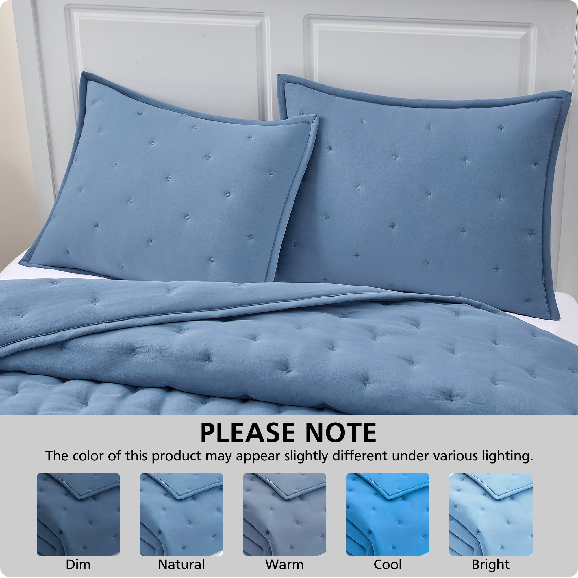 Mainstays King Comforter Set, Soft Lightweight & All Season, 3-Piece, Blue