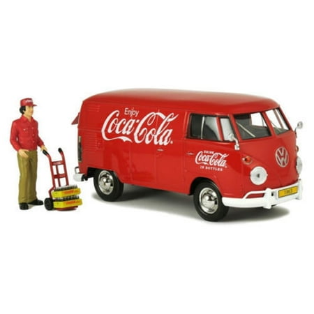 2 Cat Toys - MOTOR CITY CLASSICS 1:24 COCA-COLA - 1963 VOLKSWAGEN TYPE 2 (T1) CARGO VAN WITH FIGURE DIECAST TOY CAR 424062