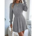 thumbnail image 4 of Women'S Fall Long Sleeve Mock Neck Sweater Dress Casual Loose Ribbed Knit Mini Short Pullover Dresses Grey L, 4 of 9