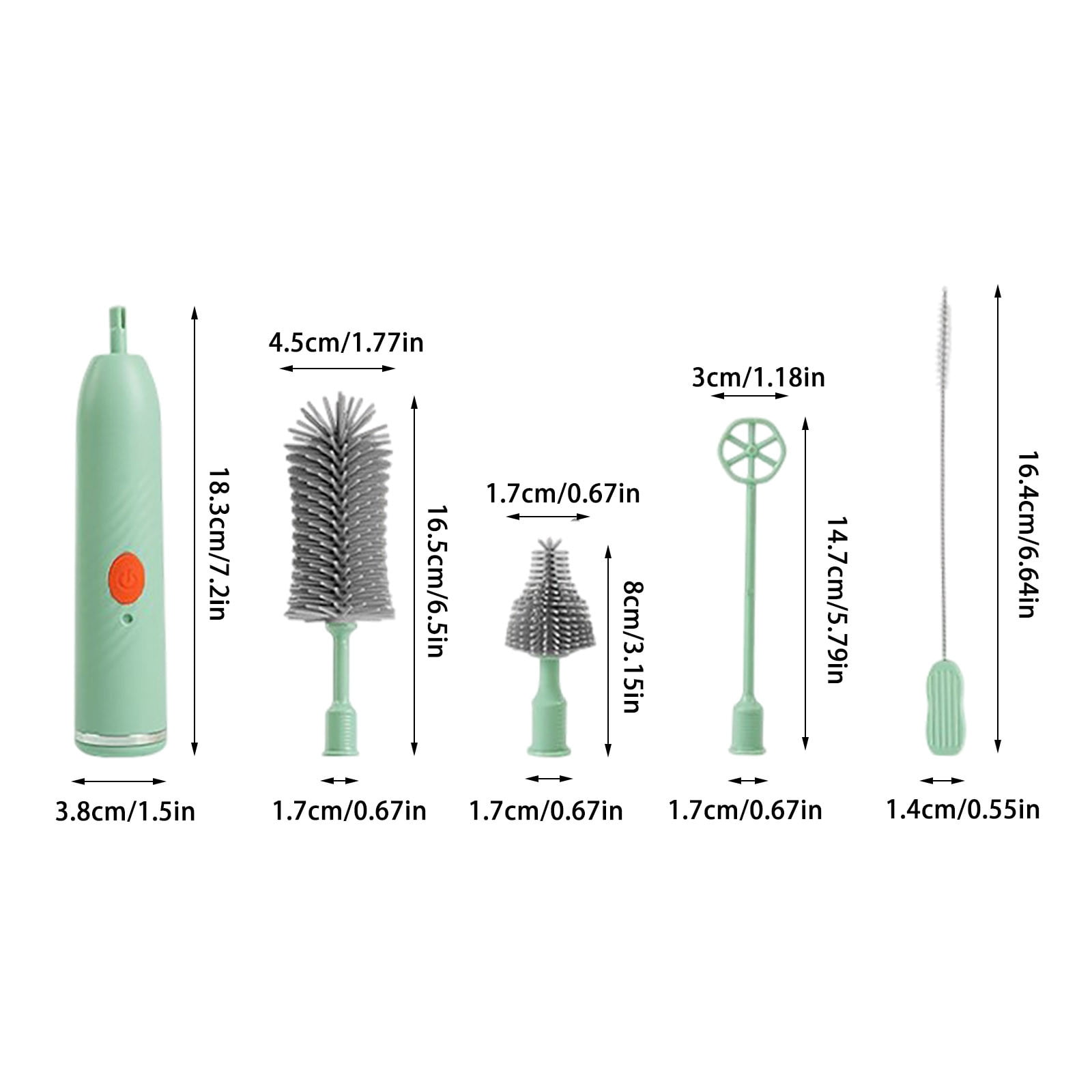 Rechargeable Electric Baby Bottle Cleaning Brush Set, 5-in-1 Silicone Bottle Cleaner with Nipple, Straw & Stirring Attachments, Travel-Friendly for New Moms