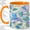 Orange, variant on Blue Floral Coffee Mug, Stained Glass Bloom Art, Calm Daily Sips for Tea