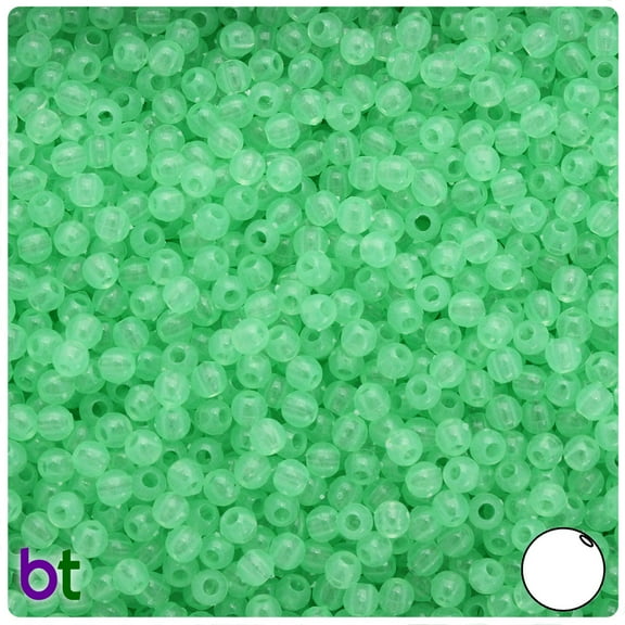 BeadTin Green Glow 4mm Round Plastic Beads (1000pcs)