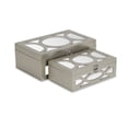 thumbnail image 4 of Contemporary Home Living Set of 2 Champagne Gray Rectangular Boxes with Mirror 11.75", 4 of 6