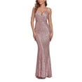 thumbnail image 4 of ROMANCE VICTORY Women's Sexy V-Neck Sleeveless Shinning Sequins Evening Mermaid Bridesmaid Bodycon Dress, 4 of 7
