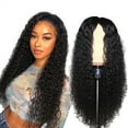thumbnail image 4 of Herunwer Curly Wig - Semi Synthetic Deep Wave Wig, Human Hair Lace Front Wigs, Front Lace Wig, Water Wave Wig, Comfortable & Long Curly Human Hair Wig, 4 of 9