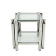thumbnail image 5 of Modern Stainless Steel Coffee Table Set (Set of 3), Double-Layer Clear Tempered Glass Table Top, Coffee Table & Two End Side Table 3-Pieces Sets for Living Room Home Office, Silver04706, 5 of 7