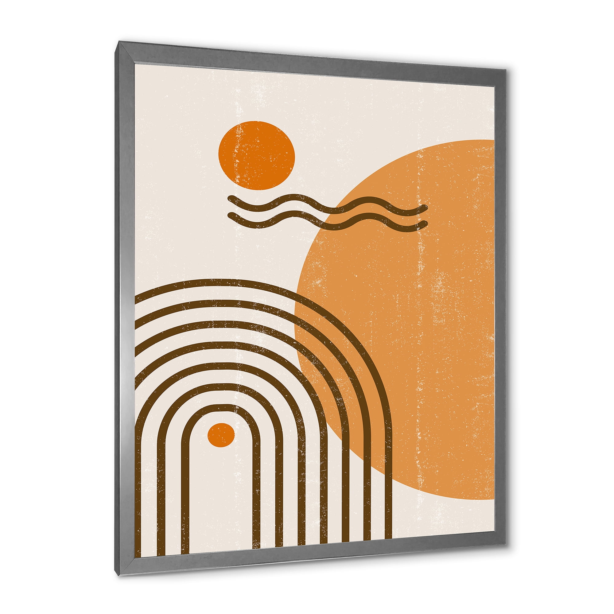 Designart 'Abstract Rainbow Moon and Sun In Earth Tones II' Modern Framed Art Print