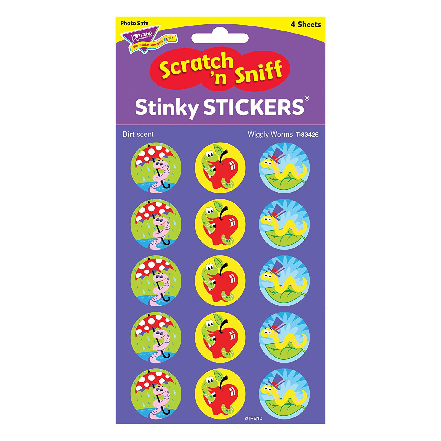 Wiggly Worms Scratch and Sniff Stickers TEACHERS REWARD 