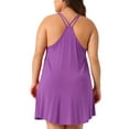thumbnail image 3 of Agnes Orinda Women's Plus Size Nightgown Spaghetti Strap V Neck Sleeveless Racerback Sleepwear Chemise Nightdress 3X Purple, 3 of 5