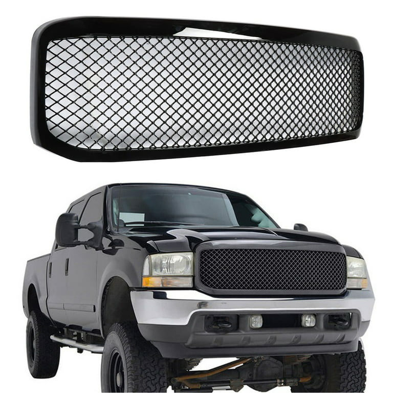 Fit for Ford F-250 F-350 (1999-2004) Mesh Front Grille Grill, Glossy Black