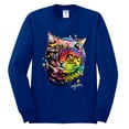 thumbnail image 2 of Wild Bobby, Cute Colorful Rainbow Cat Animal Lover Mens Long Sleeve Shirt, Royal, Large, 2 of 3