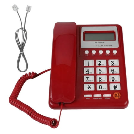 Red Landline Telephone Classical Trimline Phone Corded Telephone Desktop Wired Phone with Display Screen Caller Identification Multi Ringtones